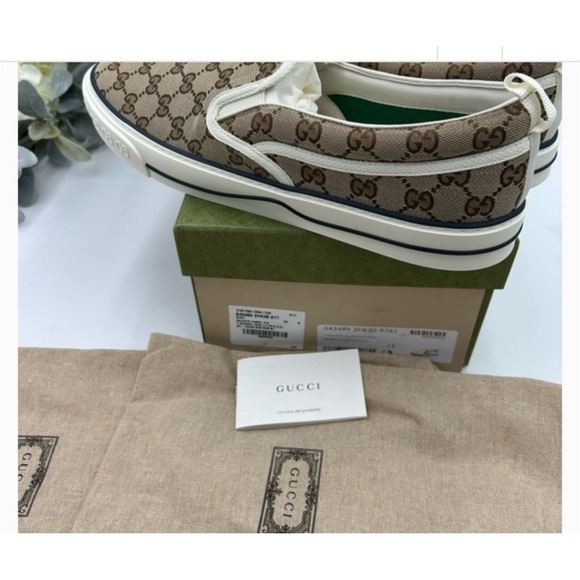 Gucci, GG Supreme, slip on canvas sneakers size 13 made in Italy